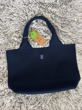 Bill Blass Navy Knit Tote Bag